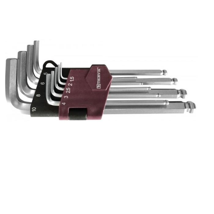 

Набор ключей торцевых HKB9S Thorvik 53075, 6-гр, с шаром, H1.5-H10, 9 предметов