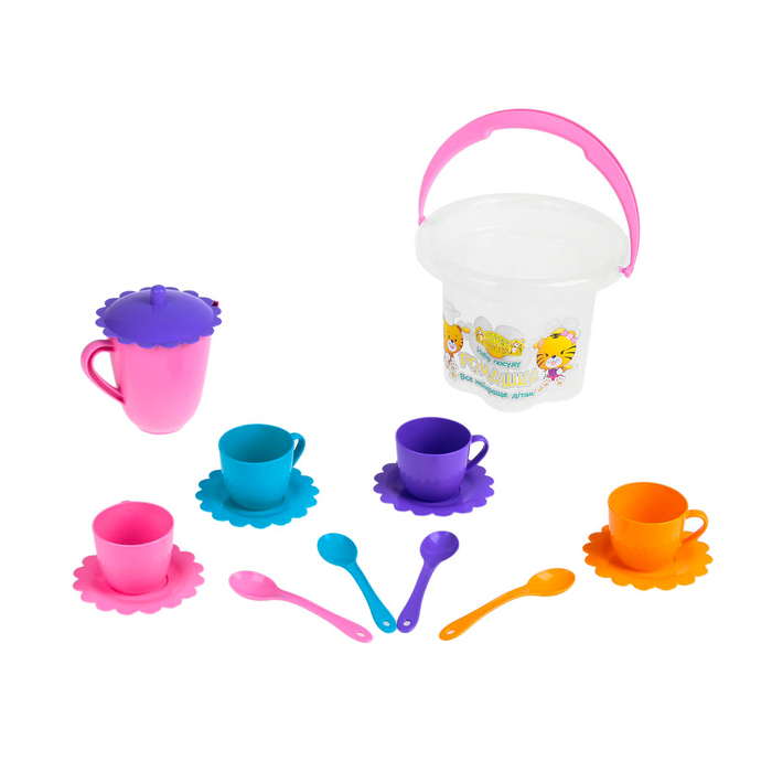 Набор посуды "Ромашка" в ведре, 15 элементов