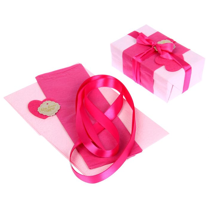 Набор для упаковки подарка "Фламинго" (бумага упаковочная+декор)