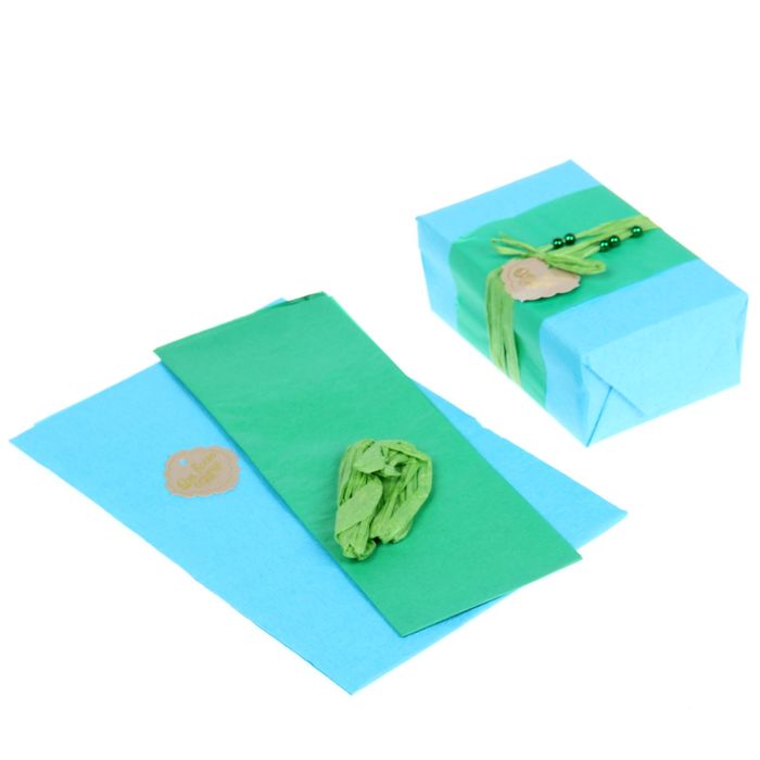 Набор для упаковки подарка "Морская волна" (бумага упаковочная+декор)