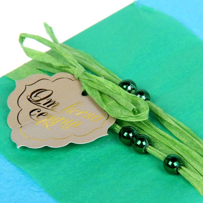 Набор для упаковки подарка "Морская волна" (бумага упаковочная+декор)