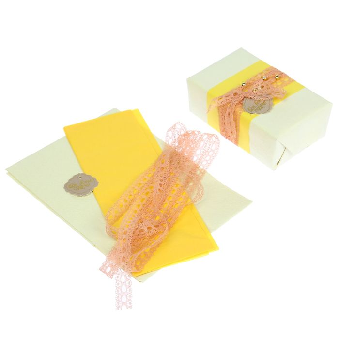 Набор для упаковки подарка "Нежность" (бумага упаковочная+декор)