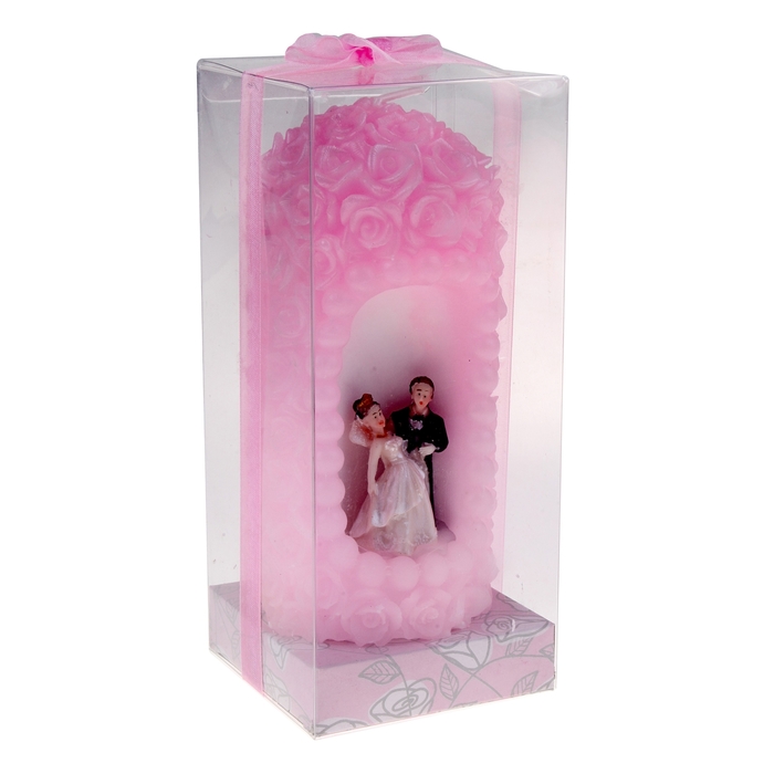 Свеча восковая "Молодожены в арке", цвет розовый