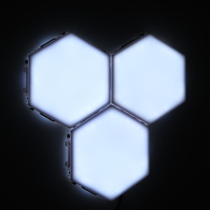 фото Набор светильников сенсорных "соты" 3 шт, 115х100мм, 6500к, модульные, 12в, с блоком пит. luazon lighting