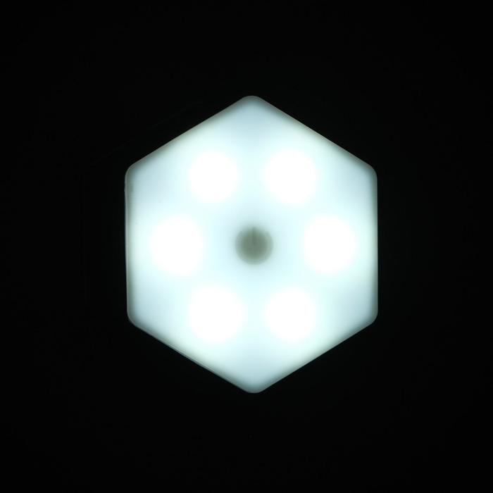 фото Набор светильник сенсорный "соты с пультом" 1 шт, 85х75мм, 6500к, 3*ааа (не в компл.) luazon lighting