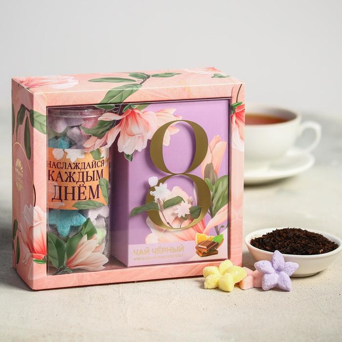 фото Подарочный набор «наслаждайся, 8 марта», чай 100 г, сахар 130 г фабрика счастья