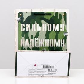 

Пакет подарочный "Сильному, надёжному, смелому", 18 х 22,3 х 10 см
