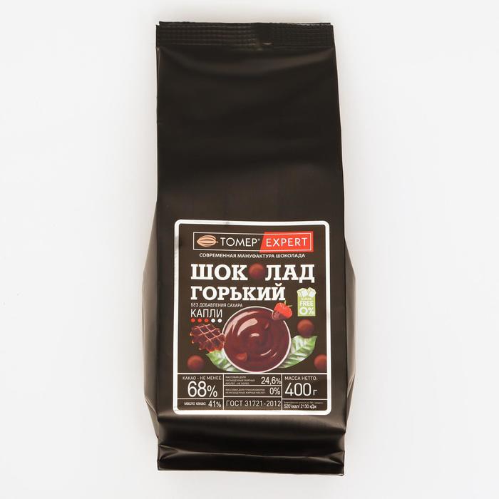 Горький кондитерский шоколад «Томер» без добавления сахара (капли), 400 г