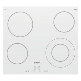

Варочная поверхность Bosch PKF652BB1E, электрическая, 6600 Вт, 4 конфорки, сенсор, белая