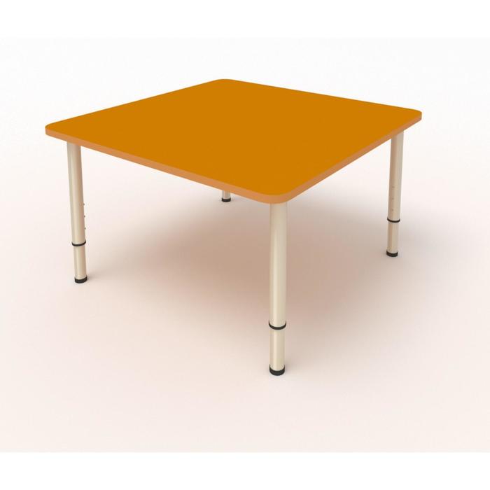 фото Стол детский регулируемый, 4-х местный, 700 × 700 × 400 мм, группа 0-3, цвет оранжевый