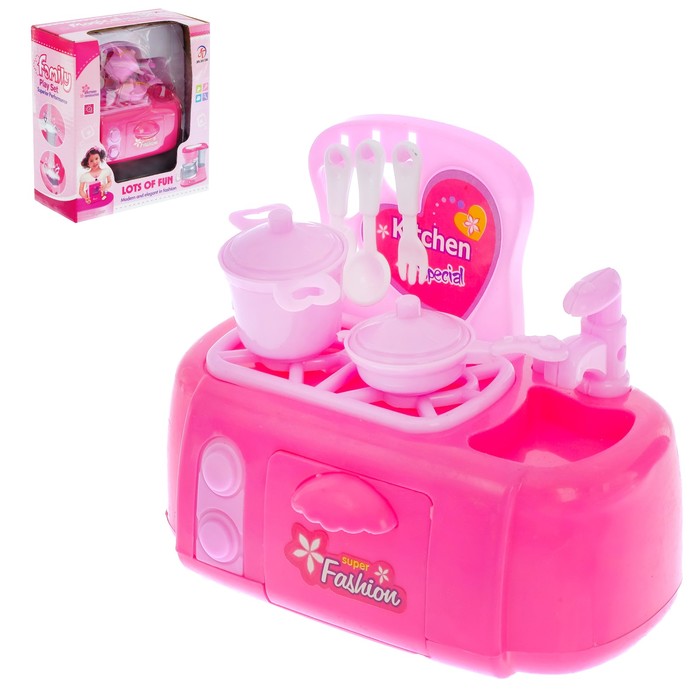 Мини-кухня, с аксессуарами, со светом и звуком, работает от батареек