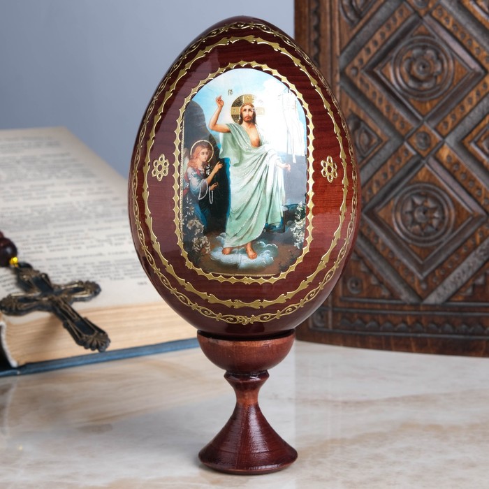 Сувенир Яйцо на подставке икона Воскресенье Христово