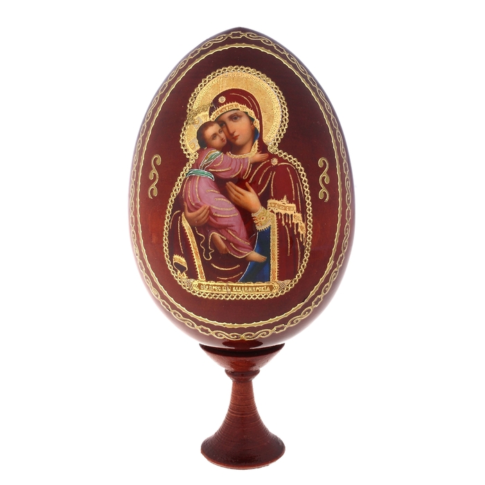 Сувенир Яйцо на подставке икона "Божья Матерь Владимирская"