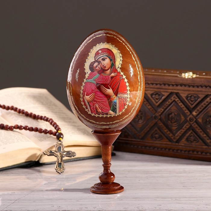 Сувенир Яйцо на подставке икона "Божья матерь Владимирская"