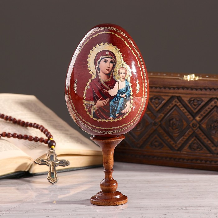 Сувенир Яйцо на подставке икона "Божья Матерь Смоленская"