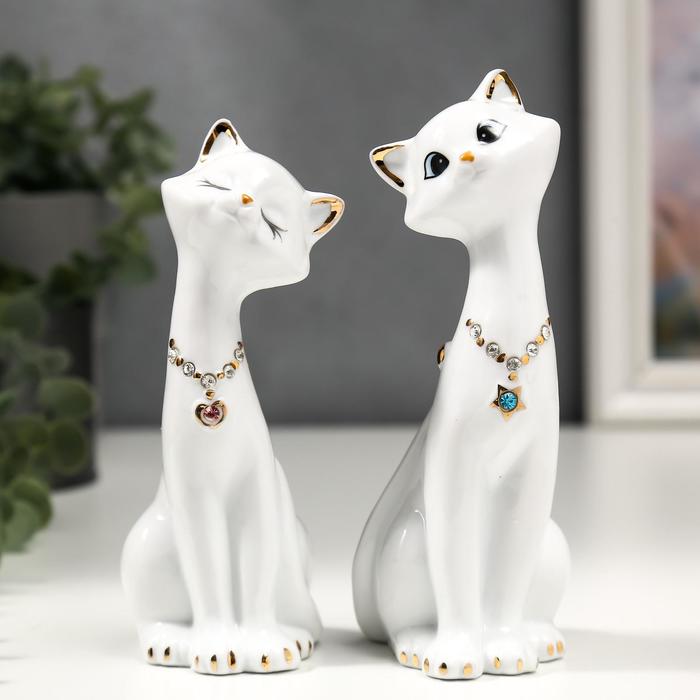 Кошки  Сима-Ленд Сувенир Кошечки белые с цепочкой, набор из 2-х шт