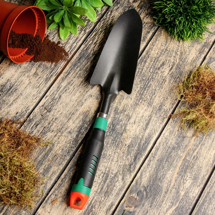 Совок посадочный, длина 36 см, ширина 8 см, пластиковая ручка