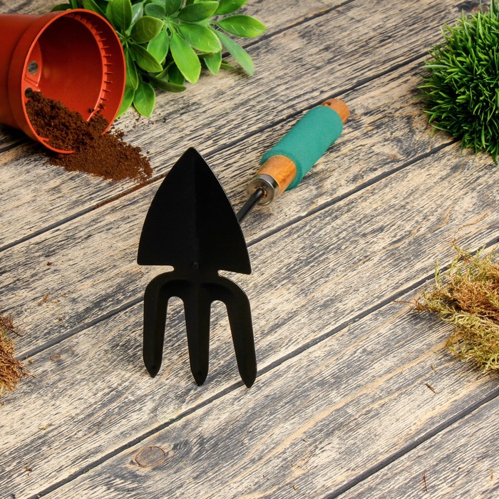 Мотыжка комбинированная, длина 30 см, деревянная ручка с поролоном