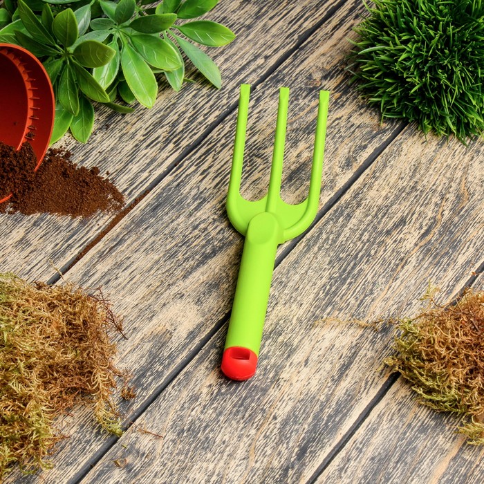 Вилка посадочная, длина 21 см, пластиковая, зелёная