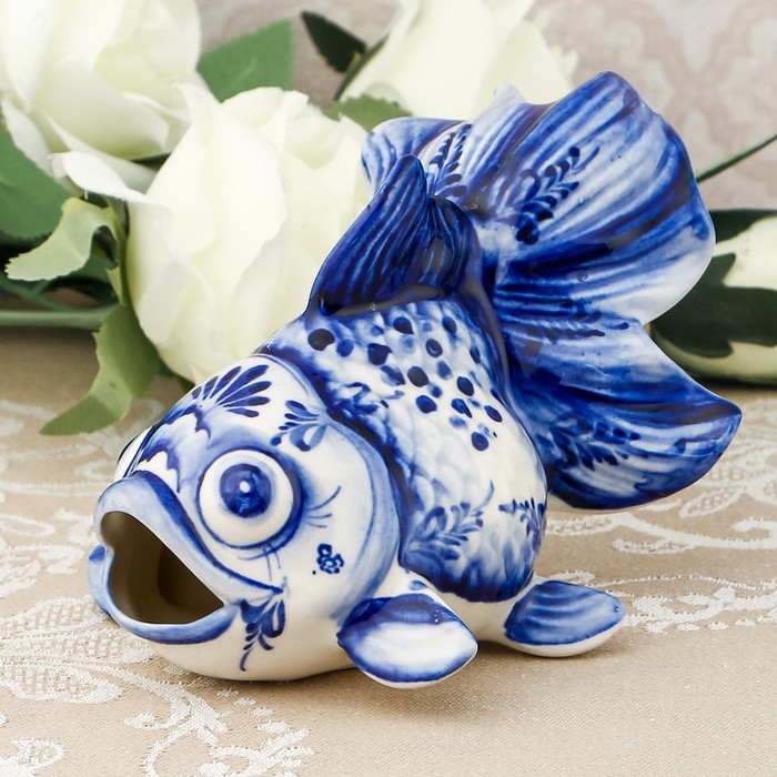 Сувенир «Вуалехвостка», гжель, кобальт