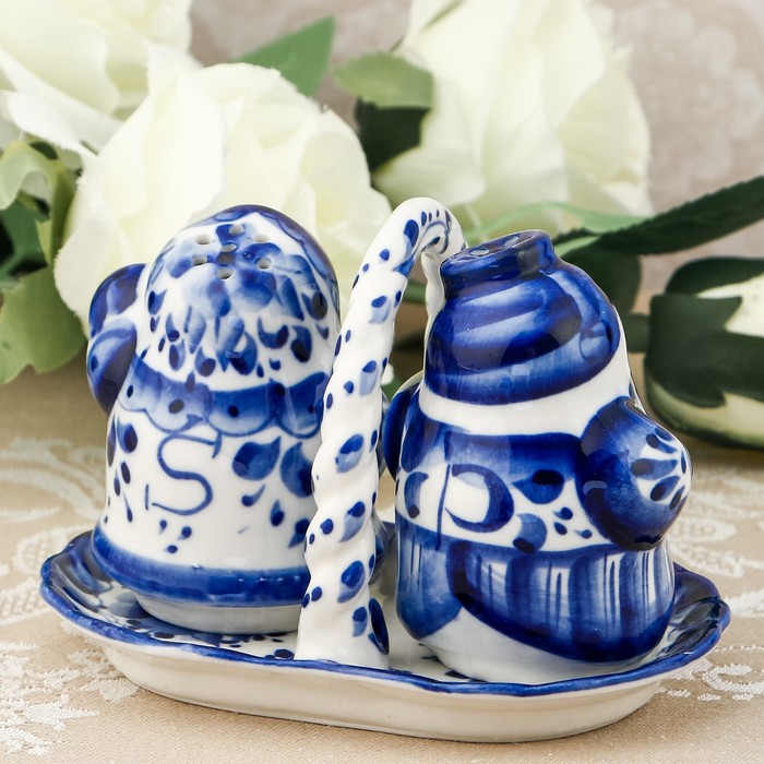 Набор для специй «Матрёшки», гжель, кобальт