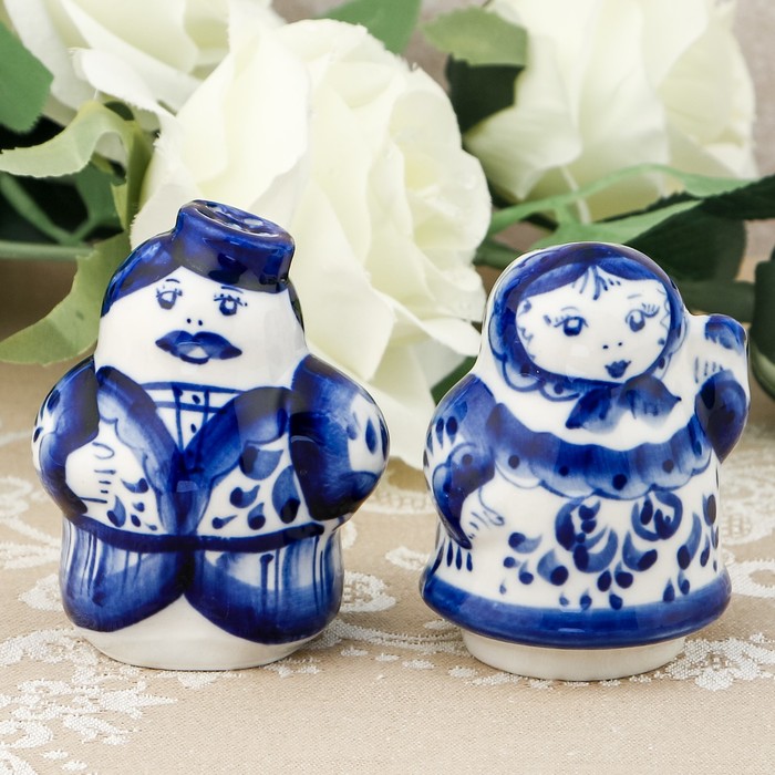 Набор для специй «Матрёшки», гжель, кобальт