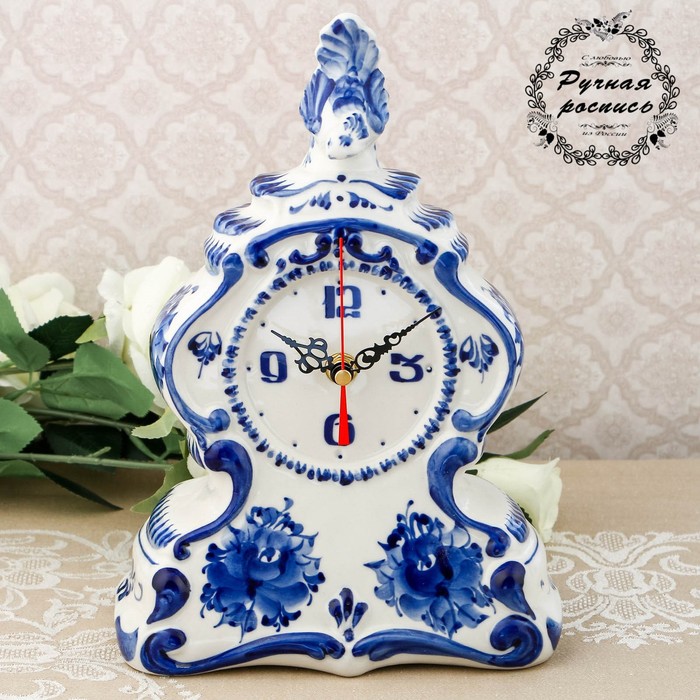 Часы «Птица», гжель, кобальт
