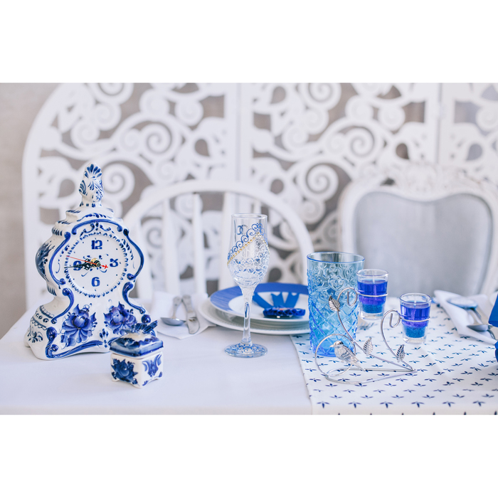 Часы «Птица», гжель, кобальт