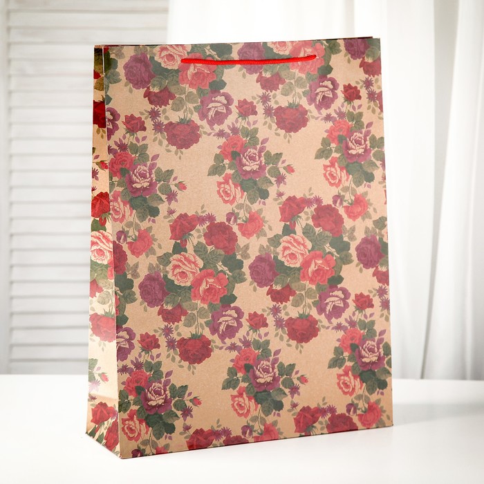 Пакет крафт "Роскошь цветов", 38 х 12 х 50 см