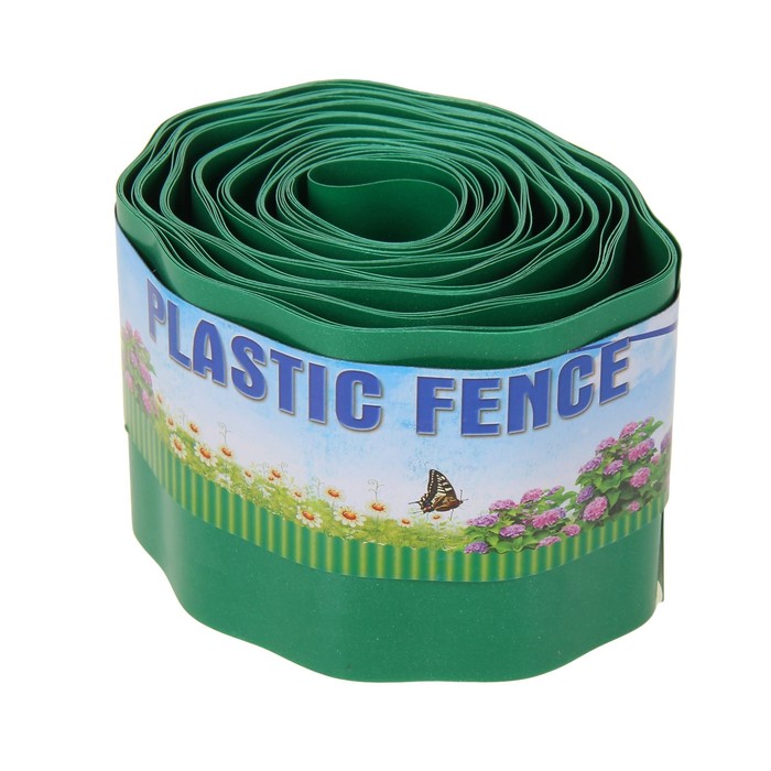 Лента бордюрная, 0.1 х 6 м, гофра, зелёная