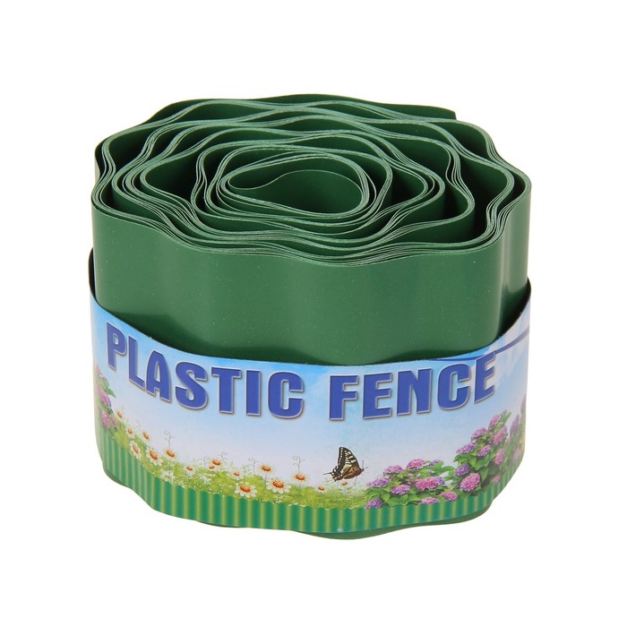 Лента бордюрная, 0.1 х 9 м, гофра, зелёная