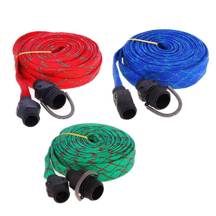 Шланг резиновый, d=12 мм (1/2"), L=15 м, текстильная оплётка, распылитель, цвет МИКС