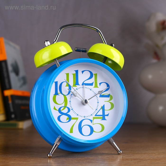 Будильник Доброе утро, d=11.5 см, голубой, крупные цифры