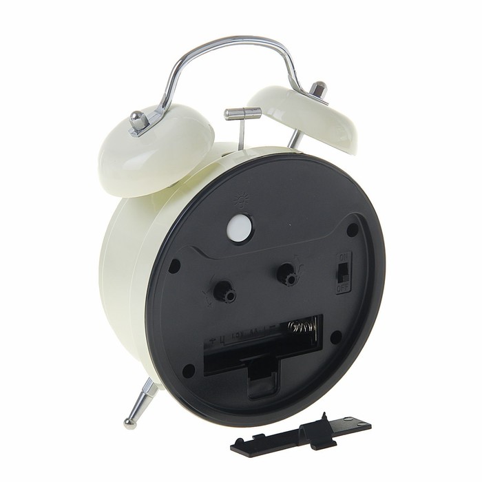 Будильник черный-ретро с подсветкой "На циферблате книги и цветы" 2 звоночка, микс