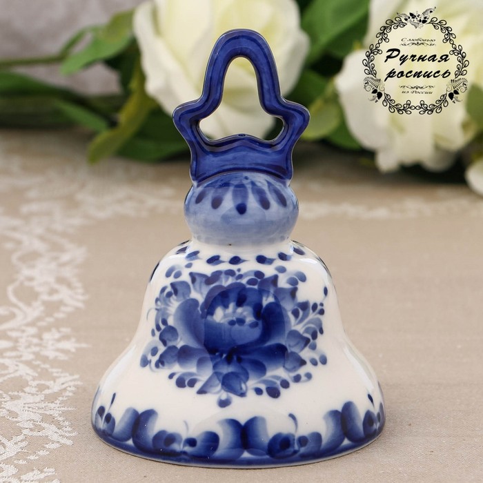 Колокольчик «Выпускник», H=14 см, гжель