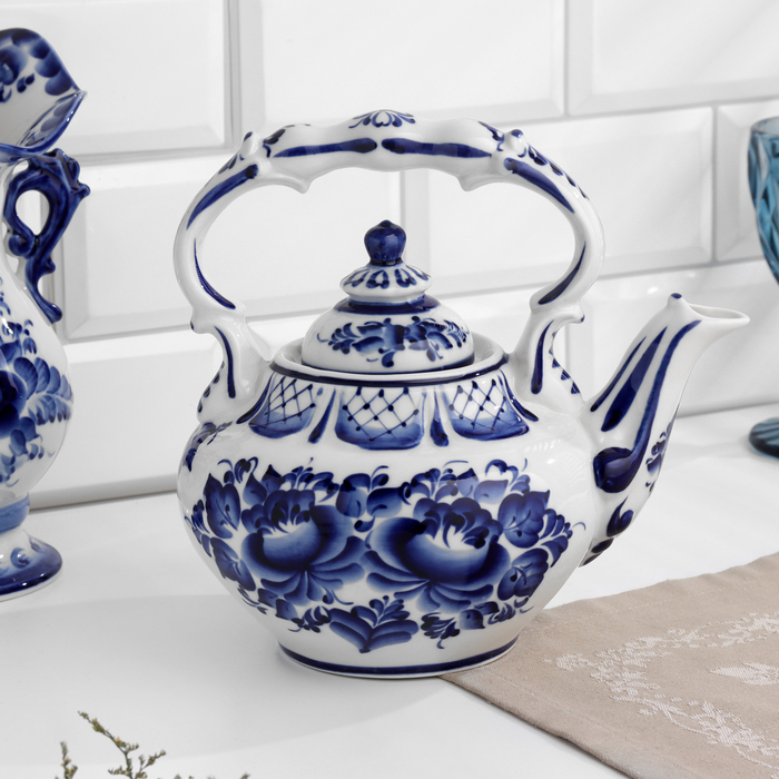 Чайник «Вдохновенье», H = 21 см, гжель