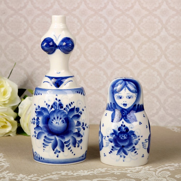 Штоф «Матрёшка», гжель, кобальт, 0.5 л