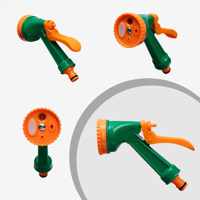 Шланг, ПВХ, спиральный, L=15 м, распылитель 4 режима, "Пружина"