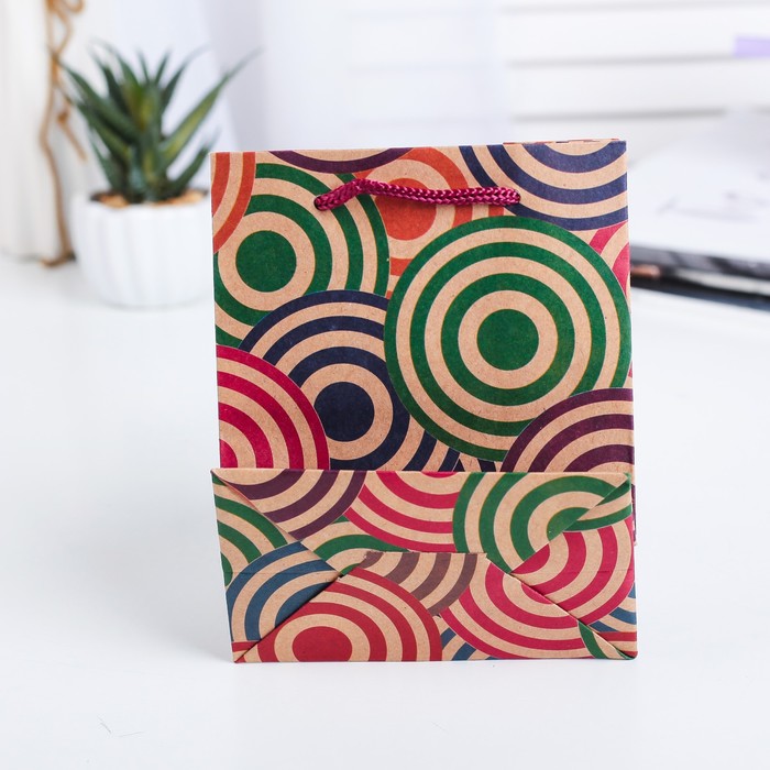 Пакет крафт "Цветные круги", 12 х 5,5 х 15,5 см