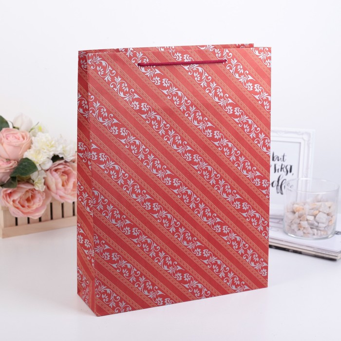 Пакет крафт "Узоры", 31,5 х 9,5 х 41,5 см