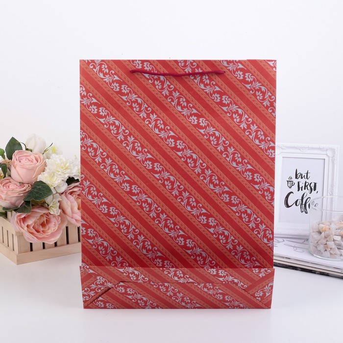 Пакет крафт "Узоры", 31,5 х 9,5 х 41,5 см