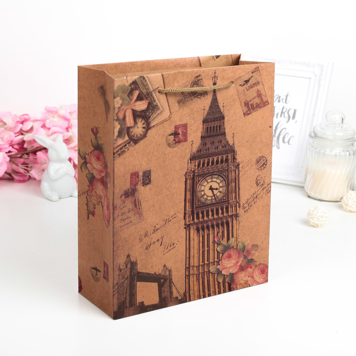 Пакет крафт "Биг Бэн", 19 х 8 х 25 см