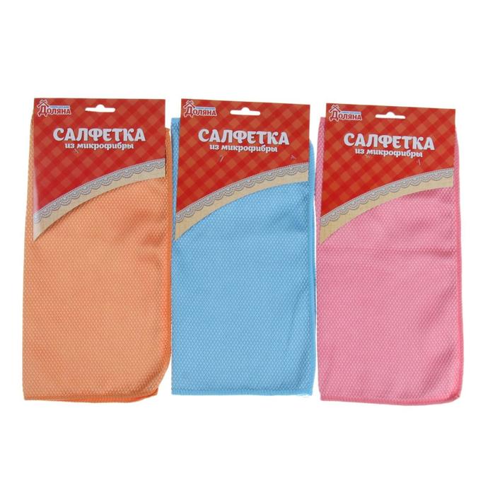 Салфетка для стекол и зеркал 30х30 см, цвета МИКС