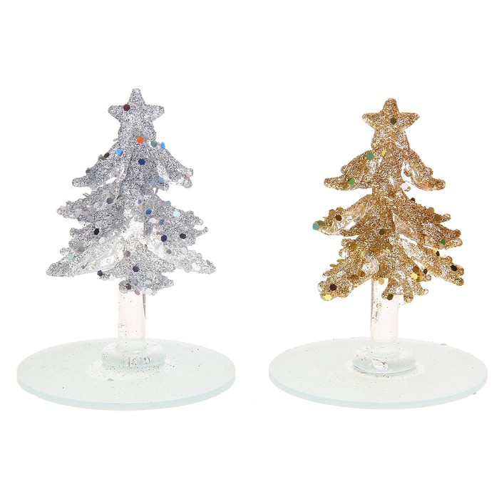 Фигурка новогодняя "Ёлочка" (блёстка, пушистая, микс)