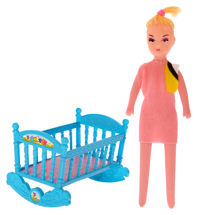 Кукла "Евгения" с кроваткой, МИКС