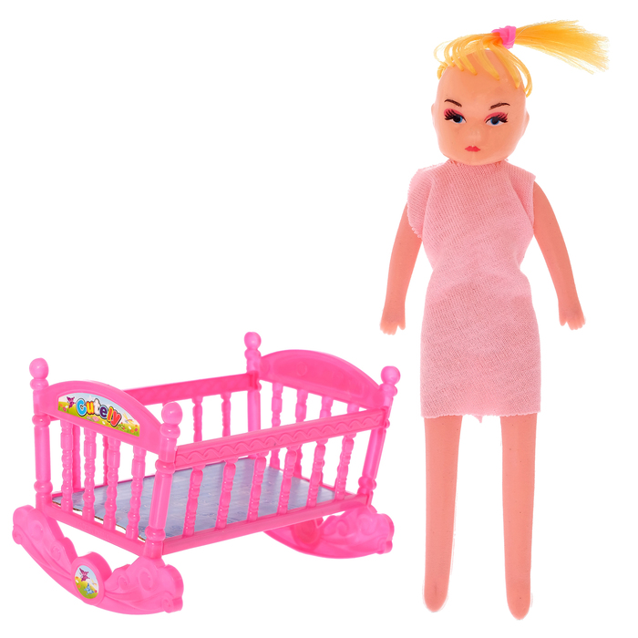 Кукла "Евгения" с кроваткой, МИКС
