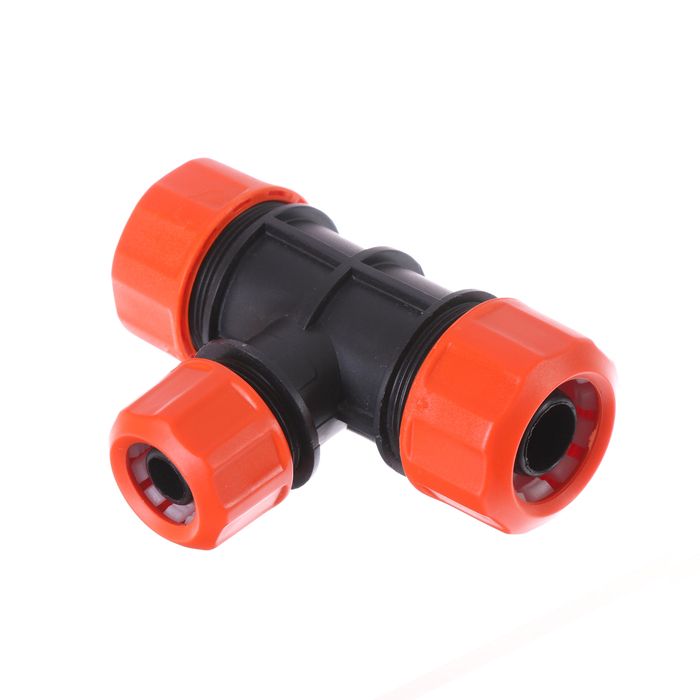 Соединитель Т-образный, цанговый, 3/4&quot; (19 мм) — 1/2&quot; (12 мм) — 3/4&quot; (19 мм), пластик, «Жук»