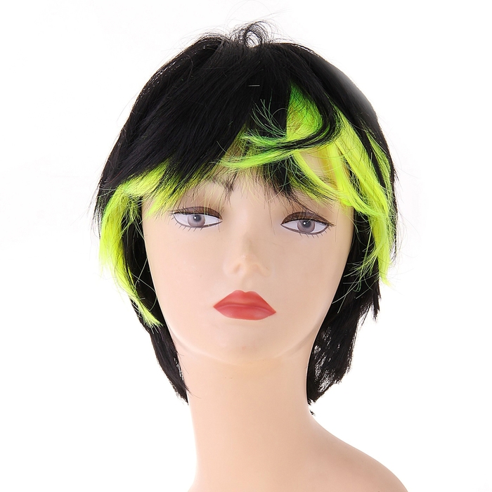 Карнавальный парик, лимонные концы, р-р 56-58, цвет чёрный