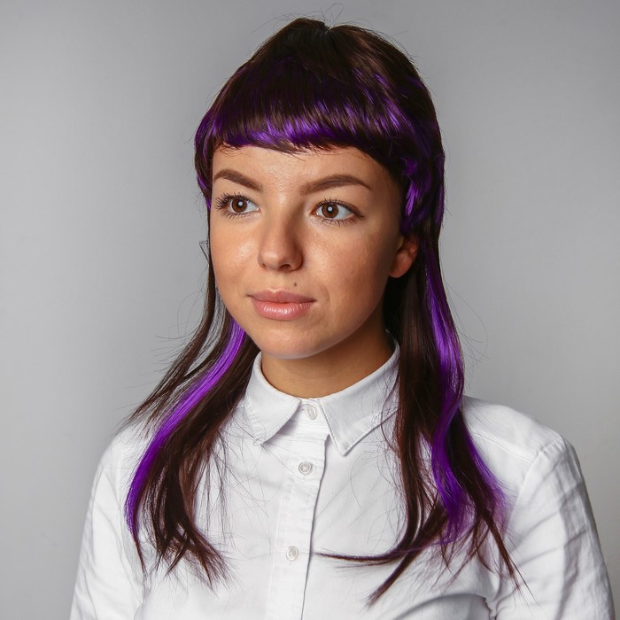 Парик "Стрижка каскадом" тёмно-фиолетового цвета