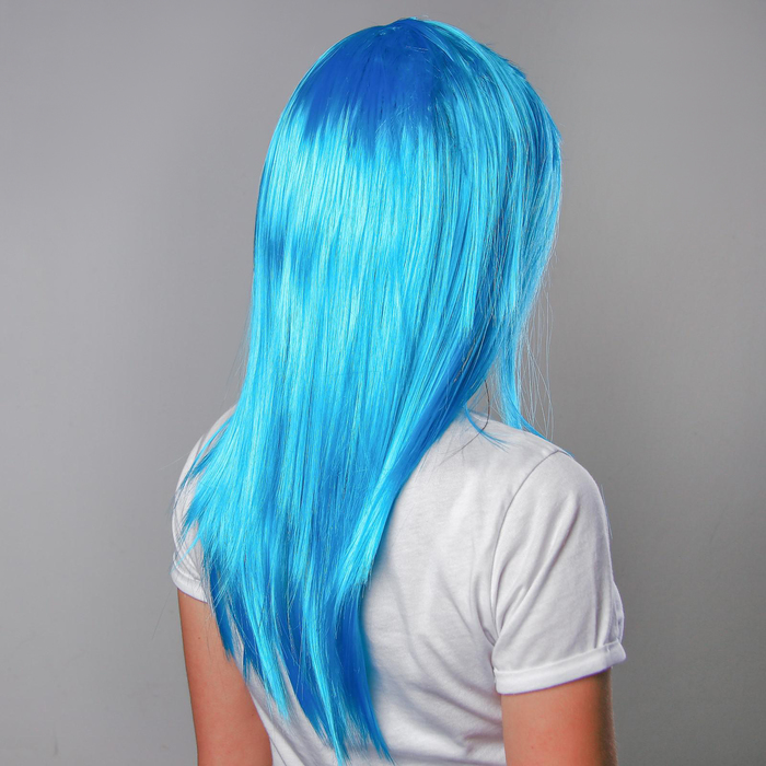Карнавальный парик, длинные прямые волосы, цвет голубой, 120 г